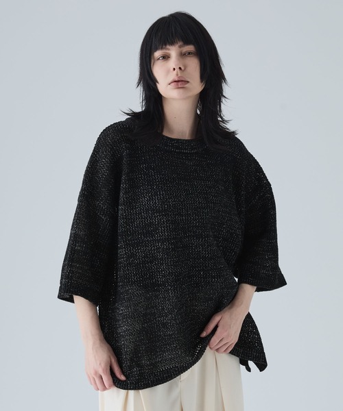 「VELNUS」 7分袖ニット L ブルー メンズ_画像9