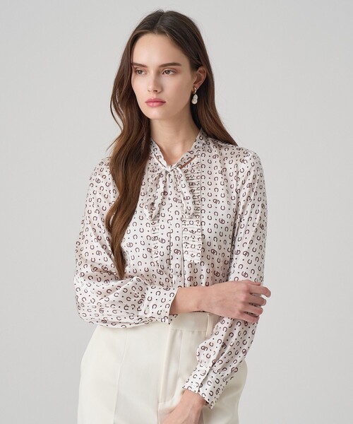 ANAYI（アナイ） ブラウス シャツ ホースシュープリントプリーツタイ