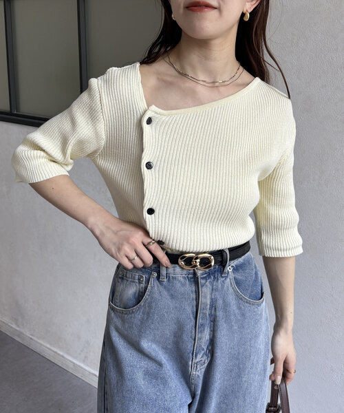「Thevon」 半袖ニット FREE アイボリー レディース_画像2