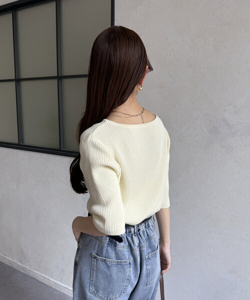 「Thevon」 半袖ニット FREE アイボリー レディース_画像4