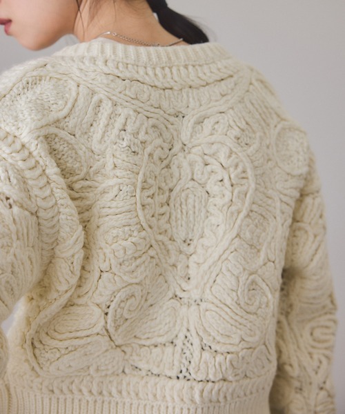 ADAM ET ROPE'（アダムエロペ） カーディガン コードレースパターン