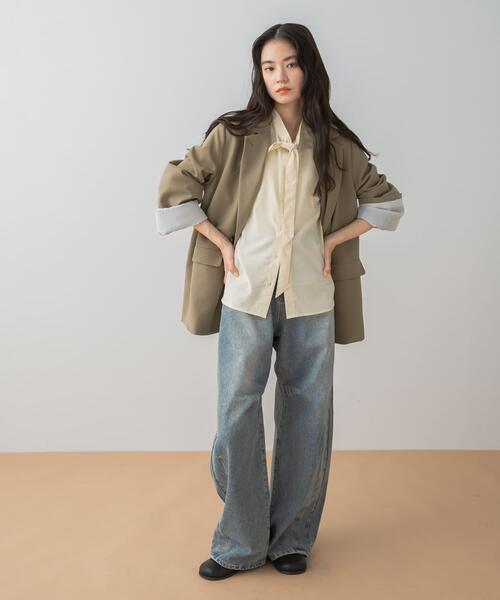 ワイドパンツ ジーンズ デニム デニムパンツ 「累計販売点数1.5万点突破」カーブデニム/スタイルアップ/オールシーズン/春/ベーシック/定番の画像