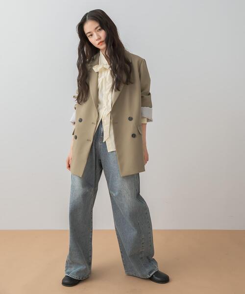 ワイドパンツ ジーンズ デニム デニムパンツ 「累計販売点数1.5万点突破」カーブデニム/スタイルアップ/オールシーズン/春/ベーシック/定番の画像