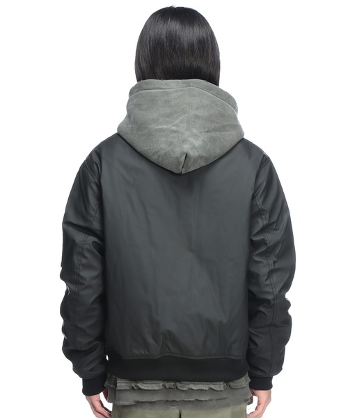 ma1 ma-1 S＆SONS (エスアンドサンズ) 合成皮革 無地 フルジップ 薄