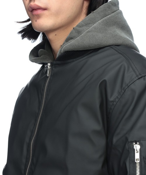 ma1 ma-1 S＆SONS (エスアンドサンズ) 合成皮革 無地 フルジップ 薄