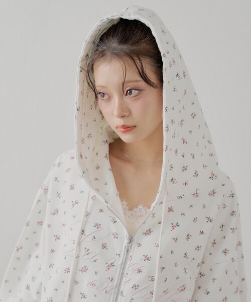 Chico 花柄ルーズパーカー ピンク Chico（チコ） パーカー 花柄ルーズパーカー レディース : ZOZOTOWN