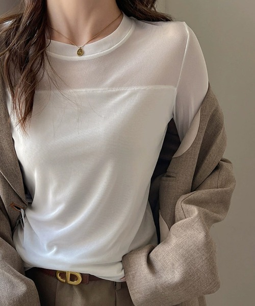 tシャツ シアー切り替えトップス レディース : ZOZOTOWN Yahoo!店