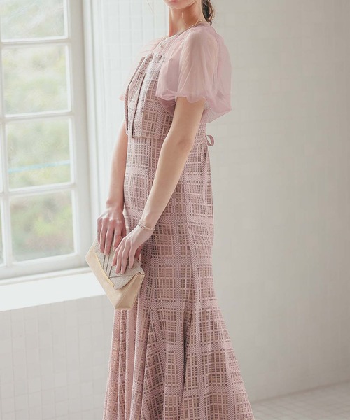 「Dorry Doll」 半袖ワンピース M ボルドー レディースの画像