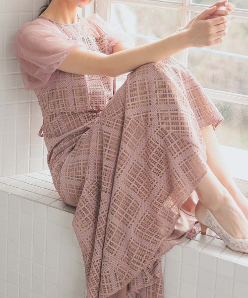 「Dorry Doll」 半袖ワンピース M ボルドー レディースの画像