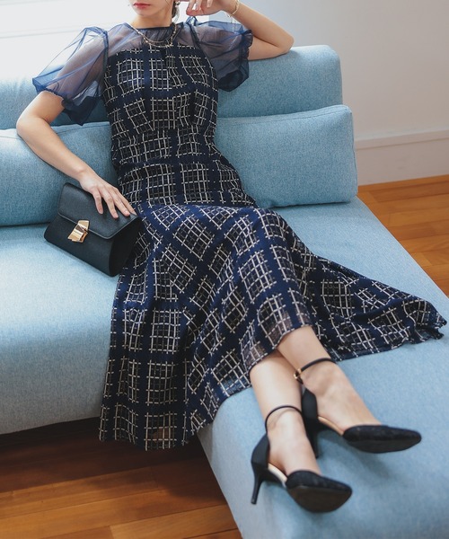 「Dorry Doll」 半袖ワンピース M ボルドー レディースの画像