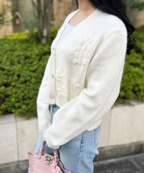 「MODE ROBE」 ニットカーディガン FREE アイボリー レディース_画像8