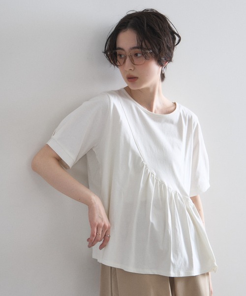 &. NOSTALGIA（ノスタルジア） tシャツ 半袖 アシメデザインペプラム