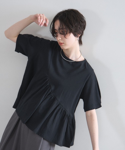 &. NOSTALGIA（ノスタルジア） tシャツ 半袖 アシメデザインペプラム