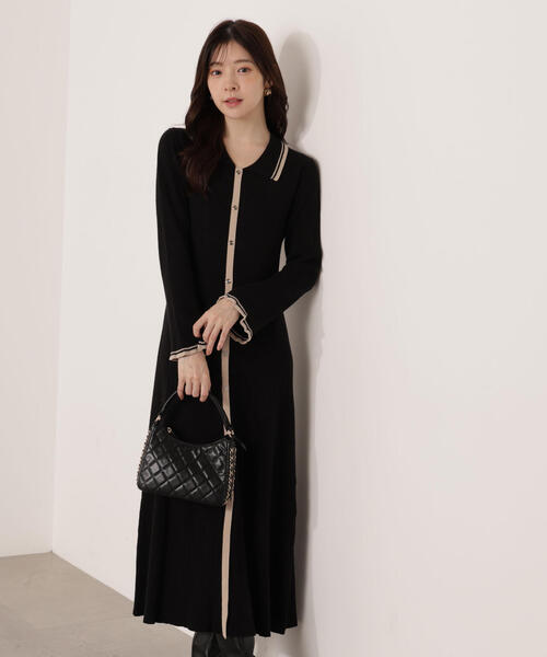 「PROPORTION BODY DRESSING」 ニットワンピース MEDIUM ブラック レディース_画像3