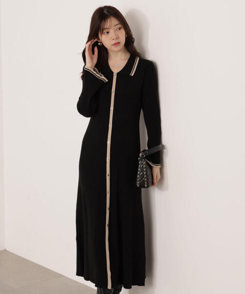 「PROPORTION BODY DRESSING」 ニットワンピース MEDIUM ブラック レディース_画像4