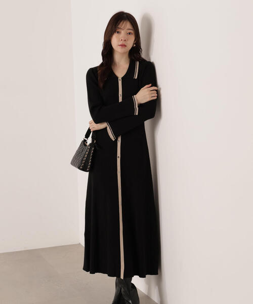 「PROPORTION BODY DRESSING」 ニットワンピース MEDIUM ブラック レディース_画像6