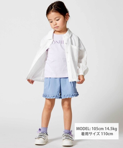 BeBe（ベベ） パンツ ストレッチワッシャー裾フリルショートパンツ