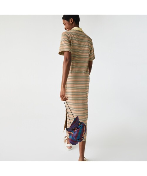 「LACOSTE L!VE」 半袖ワンピース 36 イエロー レディース_画像3