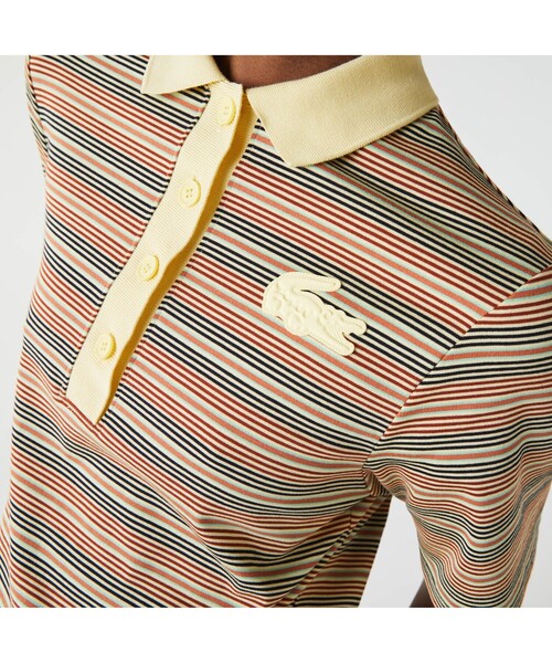 「LACOSTE L!VE」 半袖ワンピース 36 イエロー レディース_画像4