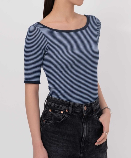 OUR WACOAL tシャツ カップ付きバックオープンTシャツ 5分袖