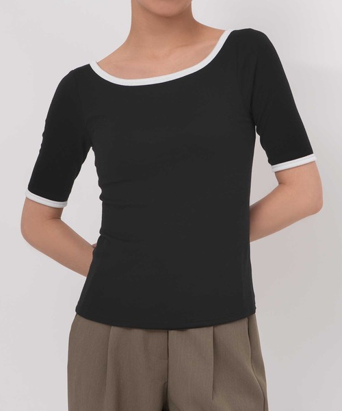 OUR WACOAL tシャツ カップ付きバックオープンTシャツ 5分袖