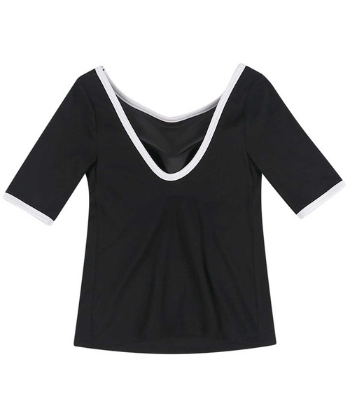 OUR WACOAL tシャツ カップ付きバックオープンTシャツ 5分袖
