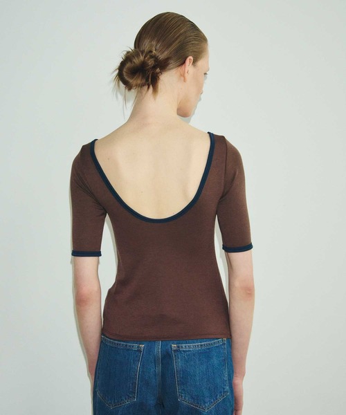 OUR WACOAL tシャツ カップ付きバックオープンTシャツ 5分袖