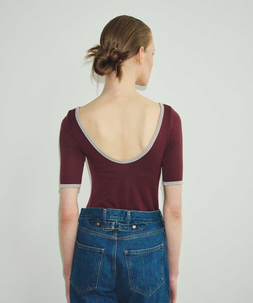 OUR WACOAL tシャツ カップ付きバックオープンTシャツ 5分袖