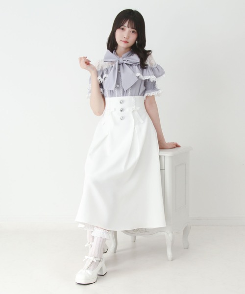 DearMyLove ロング スカート ビジューフレアリボンロングスカート