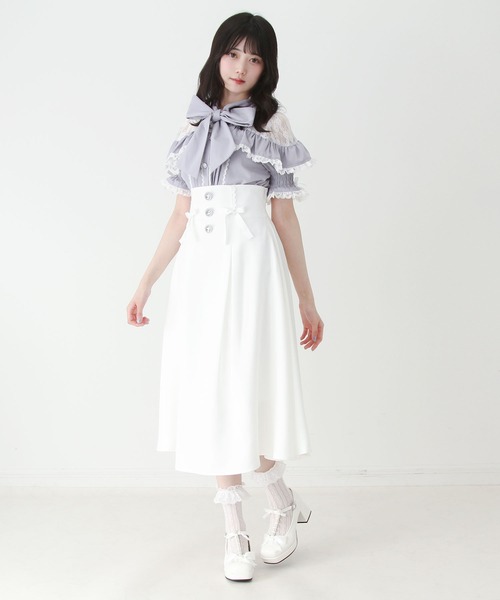 DearMyLove ロング スカート ビジューフレアリボンロングスカート