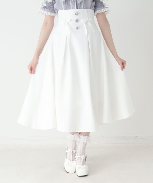 【極美品】 リンカブル ロングスカート フレア ドット パンチング ホワイト M DearMyLove スカート ビジューフレアリボンロングスカート : ZOZOTOWN
