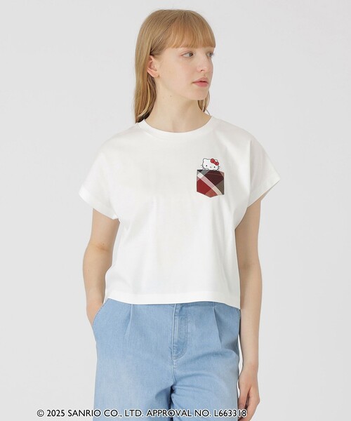 2枚セット　ブルーレーベルハローキティコラボ Tシャツ　38 サックスと白 BLUE LABEL CRESTBRIDGE（ブルーレーベルクレストブリッジ） tシャツ