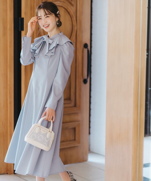 「WILLSELECTION」 長袖ワンピース MEDIUM サックスブルー レディース_画像2