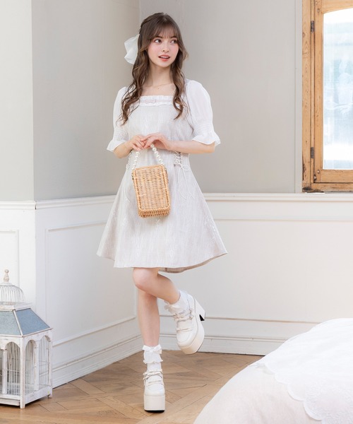 「DearMyLoveRose」 半袖ワンピース MEDIUM ベージュ レディース_画像9