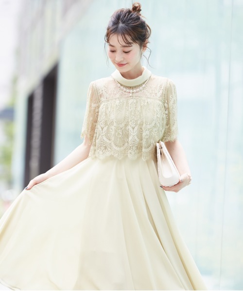 ドレス ロールカラーネック デコルテシアー切替レースレイヤードワンピース Zozotown Paypayモール店 通販 Paypayモール