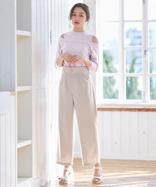 Feroux ニット セーター 「洗える」カットオフショルダー