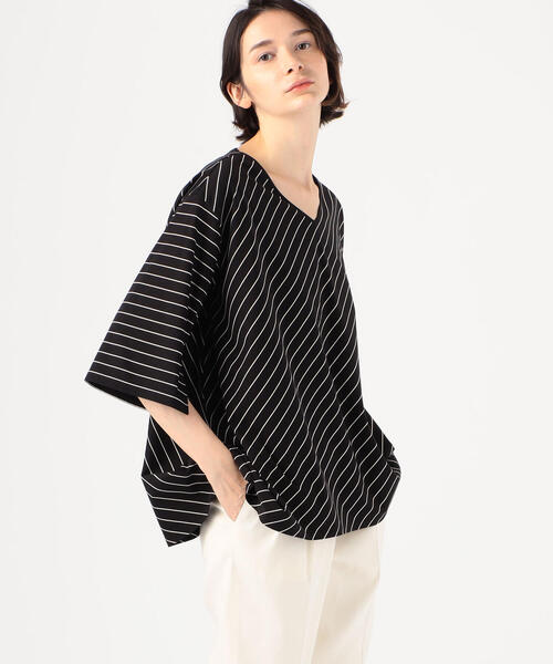 芸能人愛用tシャツ Tシャツ コットンスムースボーダー Vネックプルオーバー Tシャツ カットソー レディースファッション ファッション 17 602 Www Jesuitnola Org