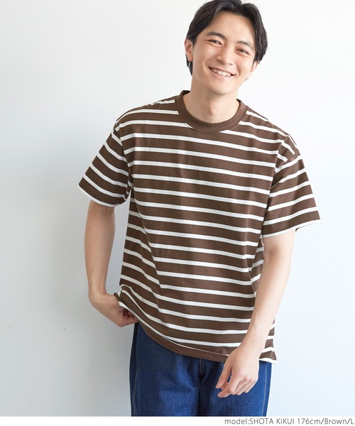 関税込 PYRENEX ロゴTシャツ メンズ ボーダー クルーネック coca tシャツ Tシャツ メンズ ハリ感ボーダークルーネックT
