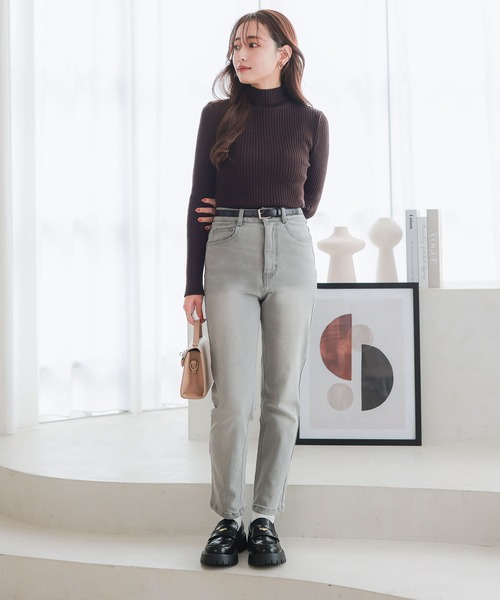 【美品】バートン パンツ デニム柄 Lサイズ 小さいサイズ すごく伸びるテーパードデニムパンツ 低身長さん