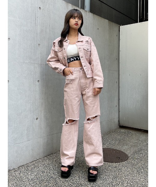 ≫ envym コート ✴︎ ENVYM コート アウター ダメージCOLORドルマンJK レディース