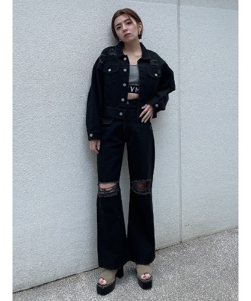 ≫ envym コート ✴︎ ENVYM コート アウター ダメージCOLORドルマンJK レディース