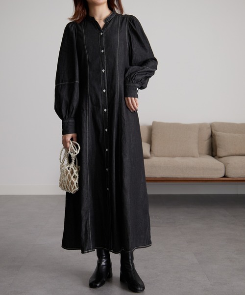 RANAN（ラナン） ワンピース 配色ステッチデニムシャツワンピース