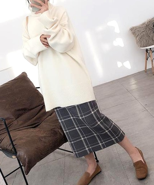Dewlily スカート チェック柄ニットスカート : ZOZOTOWN Yahoo!店