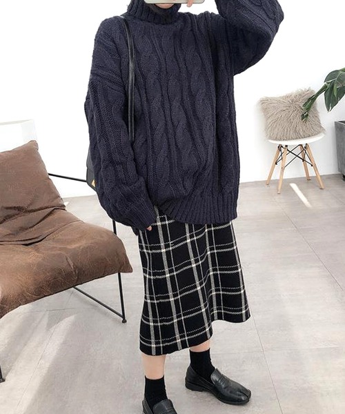 Dewlily スカート チェック柄ニットスカート : ZOZOTOWN Yahoo!店