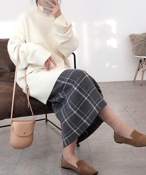 Dewlily スカート チェック柄ニットスカート : ZOZOTOWN Yahoo!店