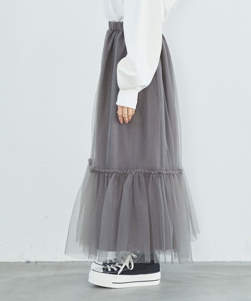 VIS スカート ニュアンス柄チュールスカート : ZOZOTOWN Yahoo