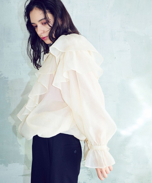 ブルゾン アウター ボリュームフリルシアーブルゾン「ELLEgirl/エル