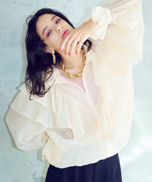lilLilly リルリリー フリルシアーブルゾン アウター ブルゾン アウター ボリュームフリルシアーブルゾン「ELLEgirl/エル