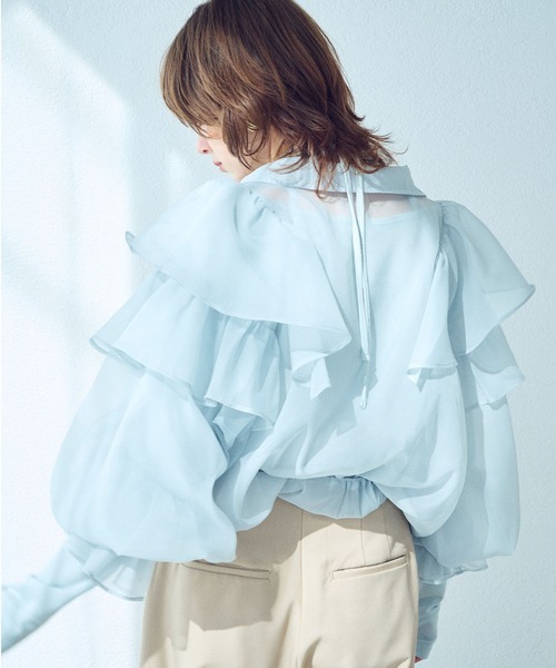 ブルゾン アウター ボリュームフリルシアーブルゾン「ELLEgirl/エル