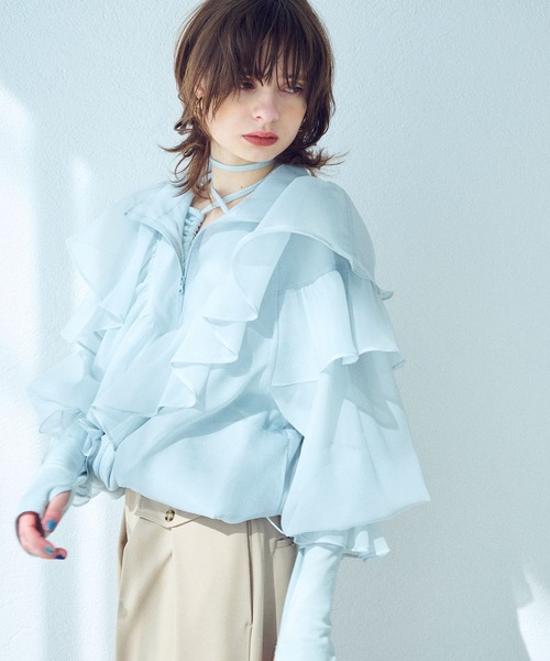 ジャケット ブルゾン ボリュームフリルシアーブルゾン「ELLEgirl/エル 
